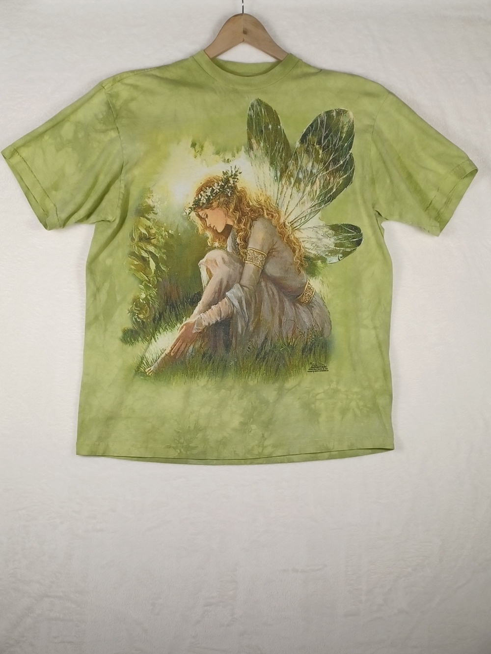 The Mountain Mens Fairycore Light Green Fairy Graphic Short Sleeve Crew Neck Tee